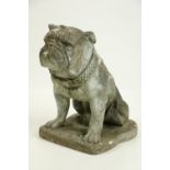 A composition stone Model, of a Bull Dog, seated and nicely weathered, 23"l x 18"h (58cms x