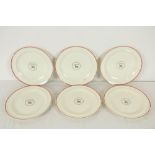 A set of of 6 early Wedgwood Carton House Plates,  each with the Fitzgerald crest, and motto 'Crom a