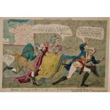 After Cruikshank"Bobachill Disgraced or Kate in a Race," caricature print, contemporary hand
