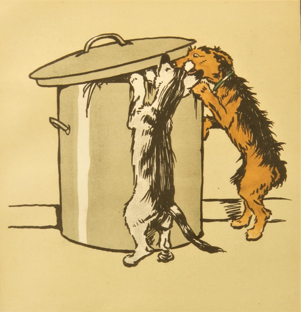 After Cecil Aldin "Best Friends," a Dog and a Cat at Play, an attractive set of 4 coloured Prints, - Image 2 of 5