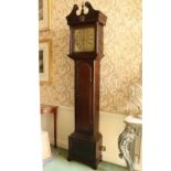 A fine quality Irish Georgian mahogany cased Grandfather Clock, the swan neck pediment with rosettes