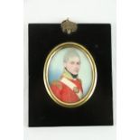 Frederick Buck (1772 - 1839)An oval Miniature Portrait, "Richard Ryan, Esq., wearing red military