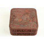 An important and early rare carved Chinese cinnabar lacquer Box and Cover, (late Qing Dynasty 1644 -