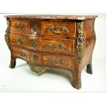 An important signed Louis XV kingwood bombe shaped Commode, by Jean Francois Lapie, applied with