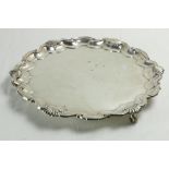 A large silver Salver, by Hemming & Co. Ltd., London 1912, with scroll and scallop edge and raised