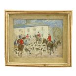 Letitia Marion Hamilton, (1878 - 1964)"The Kildare Hounds, Meet at Maynooth," O.O.Board, 20cms x