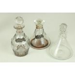 Two modern engraved Ships Decanters & Stoppers, a Schweppes Soda Siphon, and another Decanter and