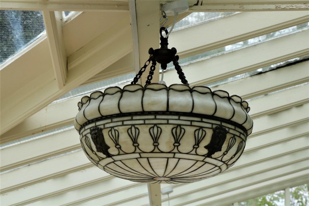 An attractive large Art Deco style Ceiling Light, with brass decoration. (1)