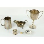 A silver two handled Trophy Cup, Sheffield 1909, by Elkington & Co., 8 3/4" (22cms) 294 grams, a