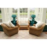 An attractive 8 piece cane work Conservatory Suite, consisting of a two seater settee, two