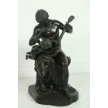 S. Bechhof - 19th Century Continental School Bronze  "Lyre Player & Cherub," signed, 66cms (26")