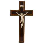 A 19th Century brass mounted inlaid and crossbanded rosewood Crucifix, mounted with a finely