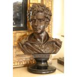 Two porcelain Busts, "Shakespeare and Byron," each bronzed brown, approx. 10" high. (2)