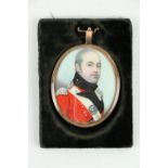 Frederick Buck (1771 - 1839)Oval miniature, "Portrait of Military Officer in Uniform," on ivory,