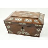 A quality Victorian Ladies rosewood Jewellery Casket, decorated with inlaid mother-o-pearl in floral