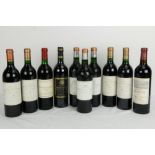 Ten assorted bottles of Bordeaux Red; a 1988 Bahans Haut Brion, 2 bottles; a 1989 Bahans Haut Brion,