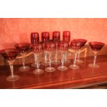 A good set of 12 Waterford crystal Glasses, comprising 4 ruby hock Glasses, 4 ruby Champagne