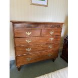 A 19th Century mahogany Scotch Chest, with three long and two short drawers under a concealed frieze