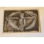 Tony O'Malley, Irish (1913 - 2003)  "Old Irish Cross - Ahenny," crayon, Irish wash, approx. 12" x