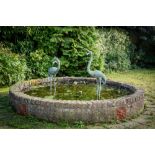 A fine pair of cast bronze Fountain or Pond Figures, modelled as standing Flamingos, one facing