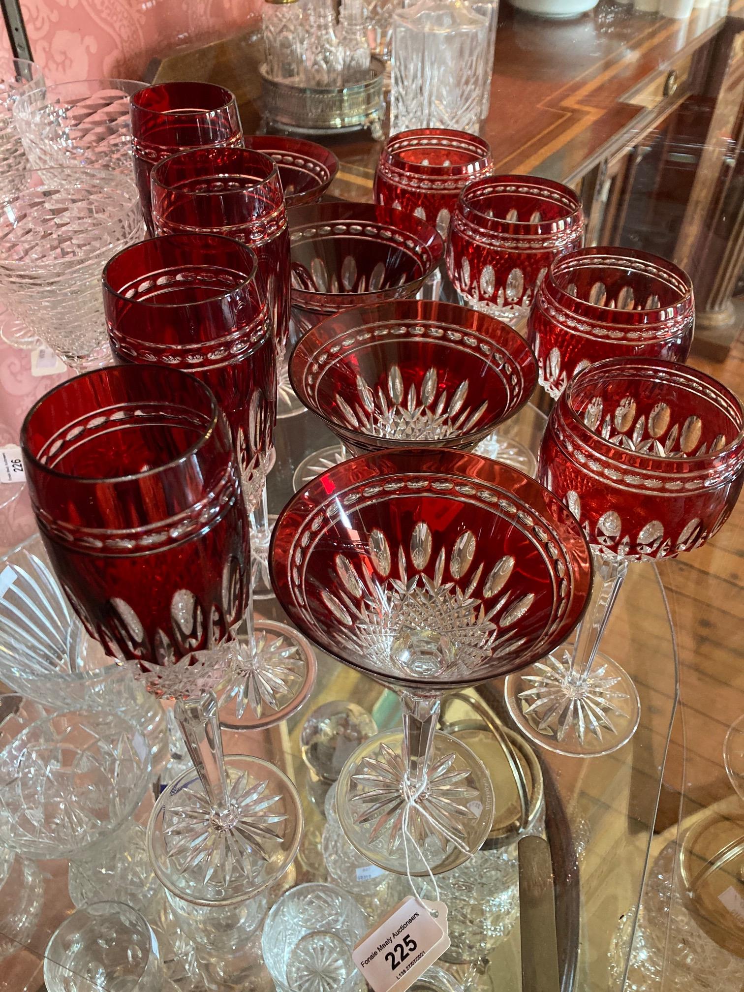 A good set of 12 Waterford crystal Glasses, comprising 4 ruby hock Glasses, 4 ruby Champagne - Image 4 of 5