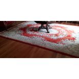 A heavy Chinese burgundy ground wool Carpet, with centre large floral medallion on ivory ground