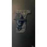 Philip Noonan (b.1963) ''James Joyce in Profile,'' together with glasses, dickey bow and hat. Resin