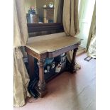 A Victorian marble top mahogany Washstand, of breakfront outline with frieze drawer, on moulded