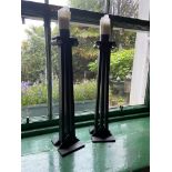 A pair of Alfrank metal Candlesticks, each with three rails, 21'' (53cms). (2)