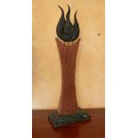 John Crowley, 21st Century ''Phoenix,'' bronzed wood and oak, 36'' (91cms). (1)