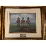 Mary Ferris, 20th Century ''Curragh Gallops'' signed and inscribed on verso, O.O.C., 12'' x 16'' (