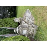 A pair of 19th Century Pugin style sandstone Plinths (both as is) one with urn finial, both with