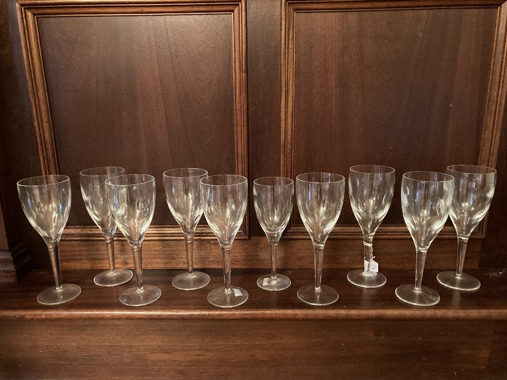 A set of 9 John Rocha Waterford crystal large Wines, and one matching smaller ditto. (10)