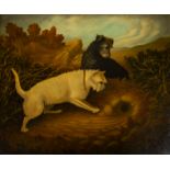 In the Style of George Armfield (19th Century) ''Two Terriers Watching a Rabbit Burrow,'' O.O.C.,