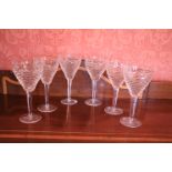 A good set of 6 unusual crystal Wines, probably Waterford 8'' (20cms). (6)