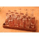 A set of 14 Newbridge glass Tumblers, 4 Newbridge Wines, on attractive modern Tray. (19)