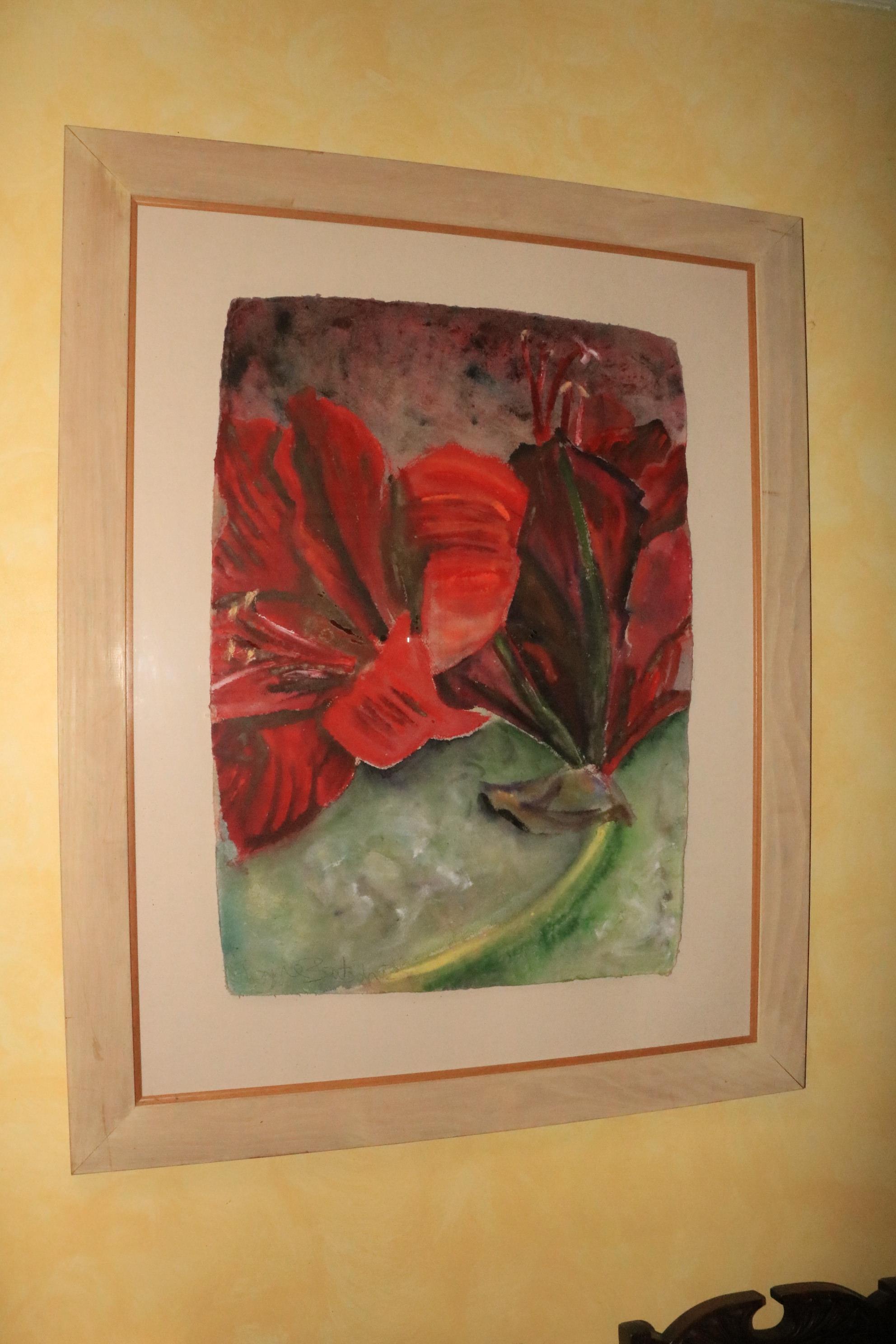 Regine Bartsch ( b.1951 ) 21st Century Watercolour on handmade paper, ''Red Lilies,'' signed lower