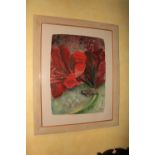Regine Bartsch ( b.1951 ) 21st Century Watercolour on handmade paper, ''Red Lilies,'' signed lower