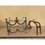 A David Marshall design Spanish aluminium and brass four bottle Wine Stand, and a similar Wine