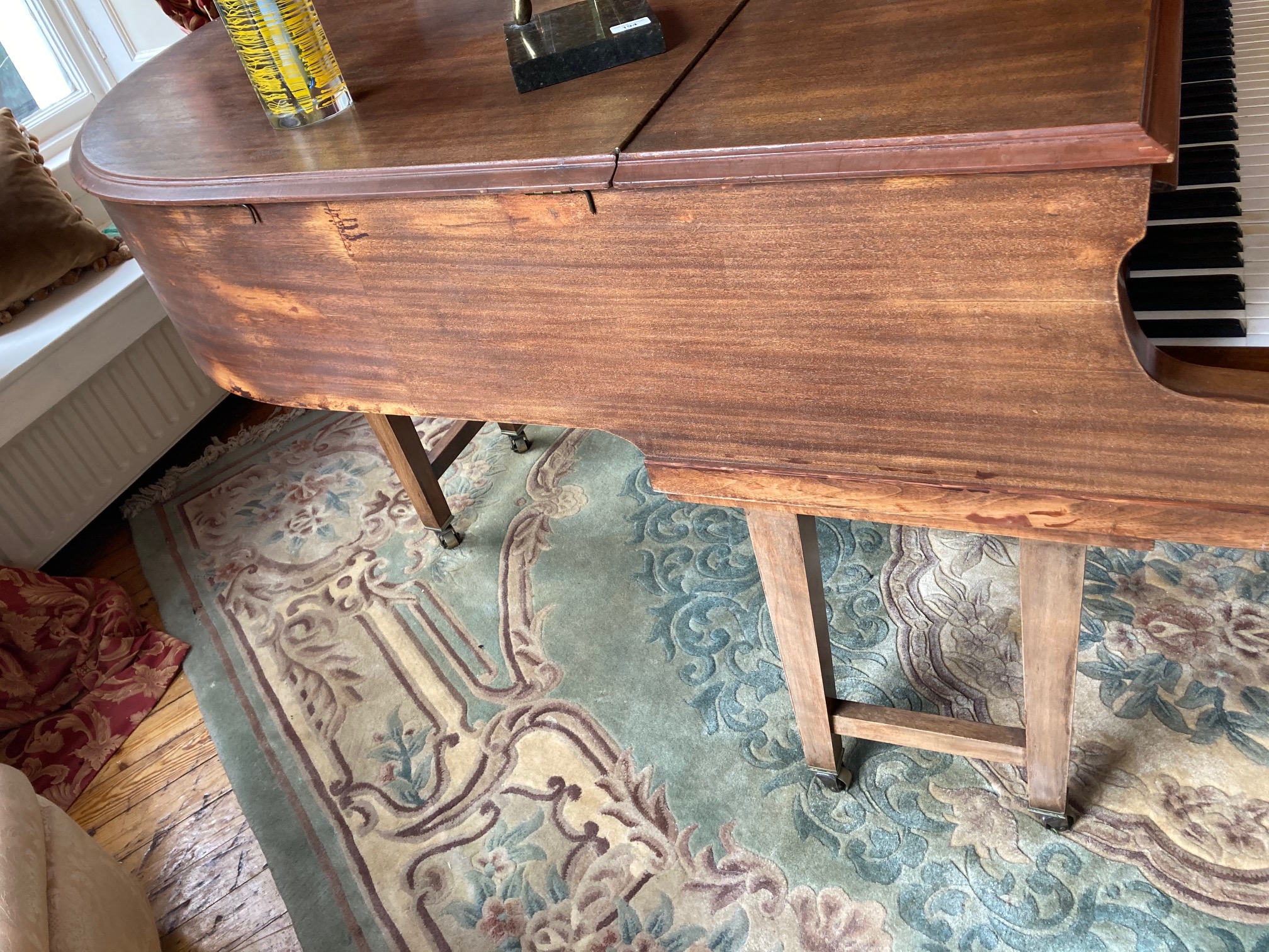 A Baby Grand Piano, in mahogany case, by Challen & Son, London, with 48'' (122cms) keyboard, 39''h x - Image 9 of 11