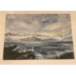 Graham, 2003 - Irish  "View towards Skelligs," O.O.C., rough seas with stormy sky, approx. 19" x 28"