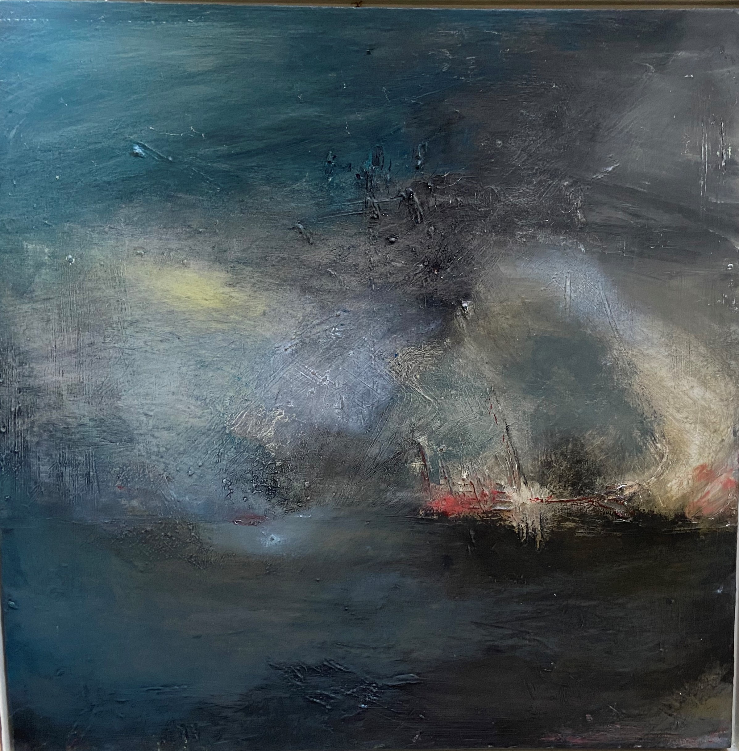 Gemma Billington 21st Century ''Reaching the Big Rock,'' O.O.C., 38'' (96cms) square, signed and