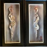 Tony Mc Grath  21st Century Pair of Abstract ''Portraits'' in relief, mixed media, 17'' x 6'' (43cms