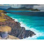 Professor Campbell Bruce HRHA ARCA ''Rugged Coastal Scene,'' O.O.C., 48'' x 59'' (122cms x