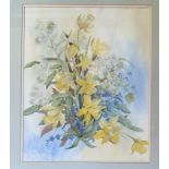 Anne Blayney- 20th Century Watercolour, ''Spring Flowers,'' signed and inscribed, 21'' x 18'' (53cms