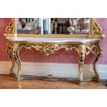 A very fine 19th Century gilt and ebonised Console Table, of serpentine form with white marble