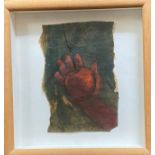Rita Duffy, Irish b. 1959 ''Hand of Eve,'' oil on wax paper fragment, 9'' x 6'' (23cms x 15cms). (1)