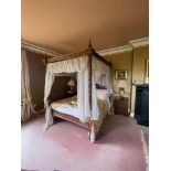 A fine large four part Canopy Bed, 6' (183cms), the moulded cornice with spear head finials with