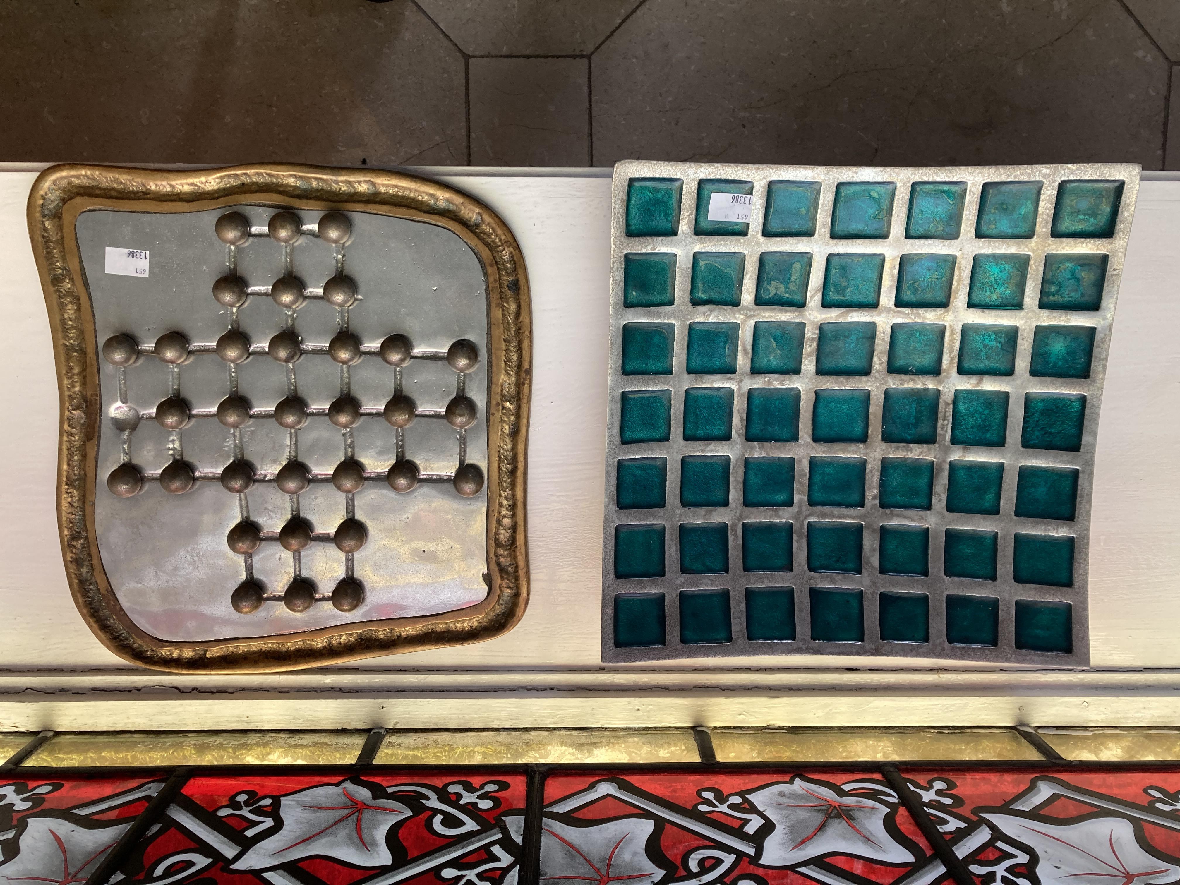 An Art Metal Table Game by David Marshall, signed on base, together with an aluminium Art Bowl. (2)