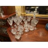 A fine pair of heavy crystal glass Decanters, probably Waterford, each with facet cut neck rings and